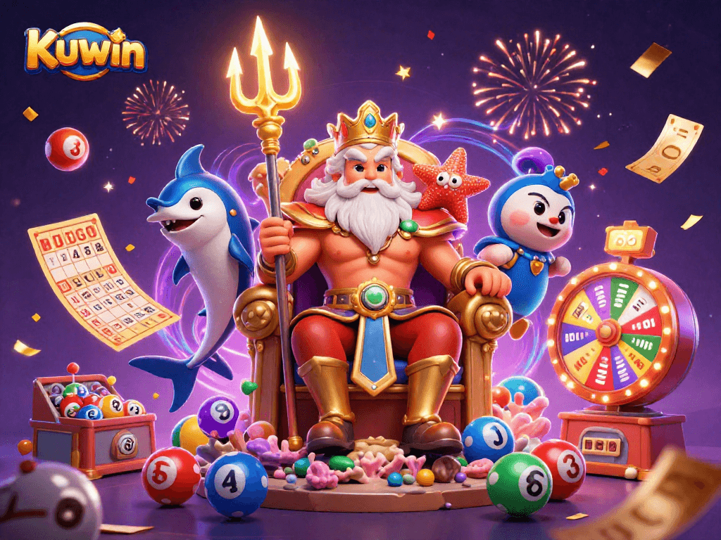 Engage with Kuwin's vibrant lottery scene featuring Neptune, samurai, and dynamic gaming elements.