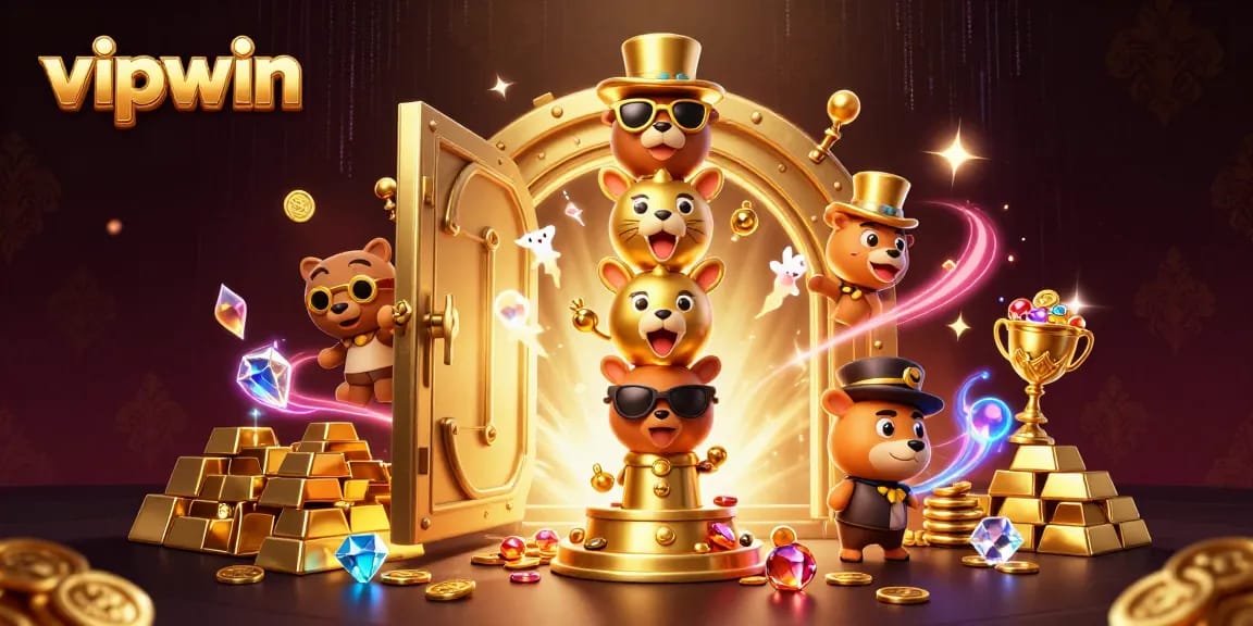Experience thrilling gameplay at vipwin with vibrant casino elements in this dynamic 3D illustration.