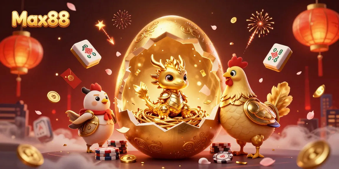 Experience the magical allure of Max88 with this vibrant 3D casino scene featuring golden treasures.