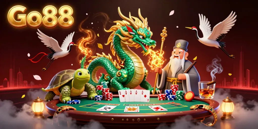 Engage with Go88's captivating game universe, featuring epic characters and rich casino scenes.