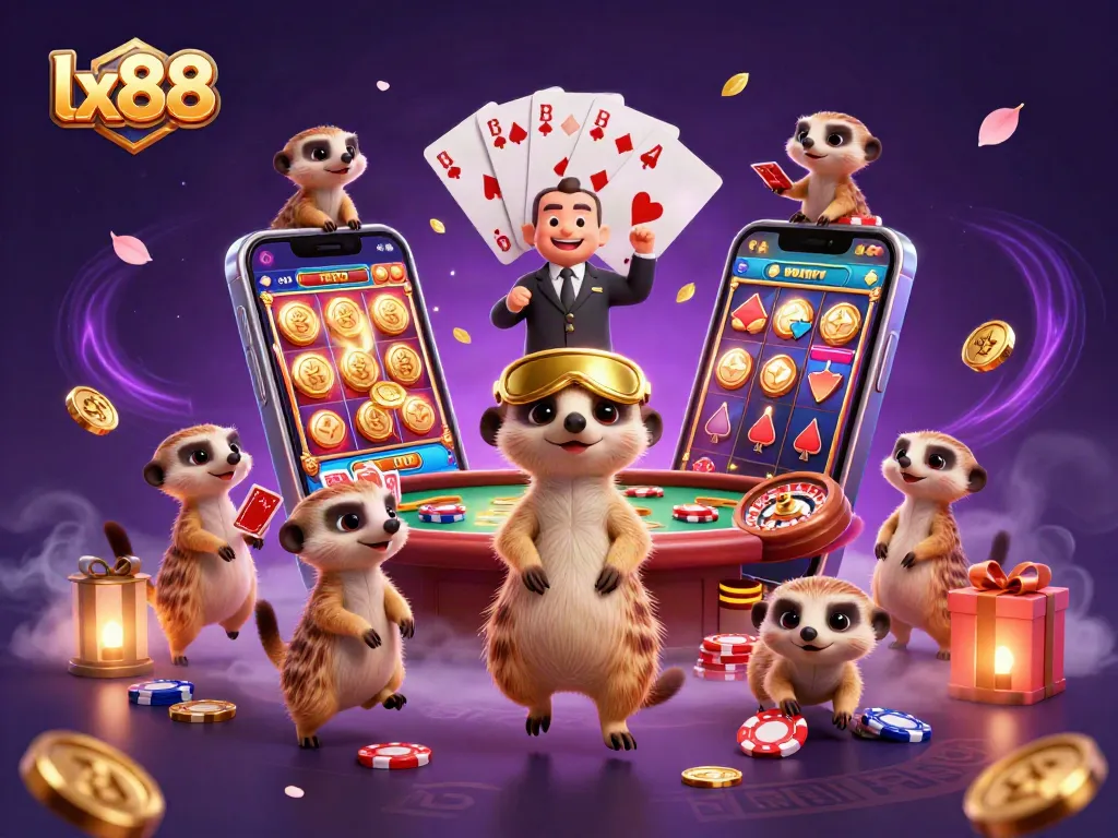 Experience the thrilling world of lx88 casino with 3D meerkats engaging in dynamic gameplay and vibrant action.