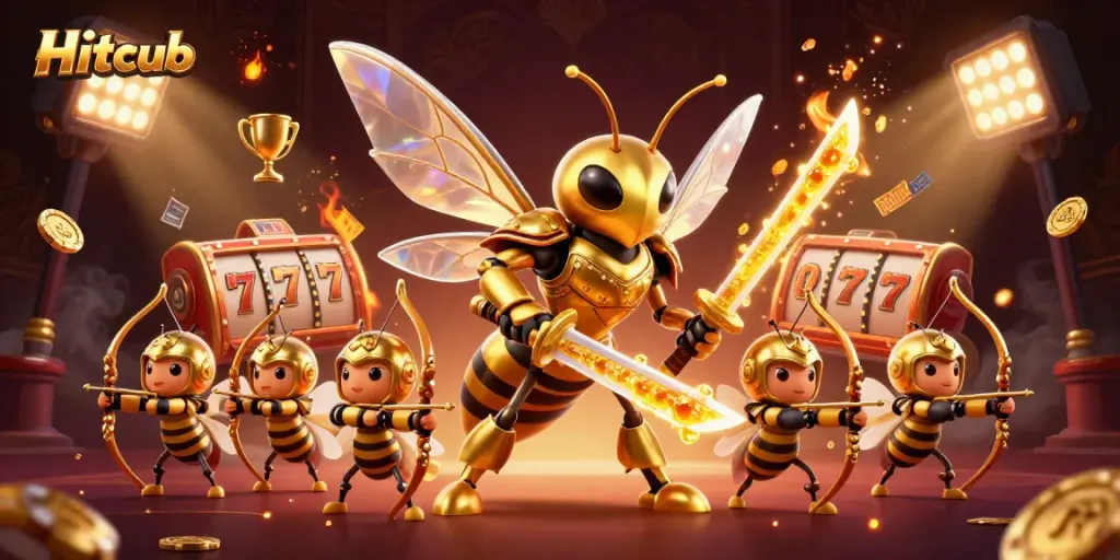 Strategically winning in Hitclub with a golden hornet and casino game action.