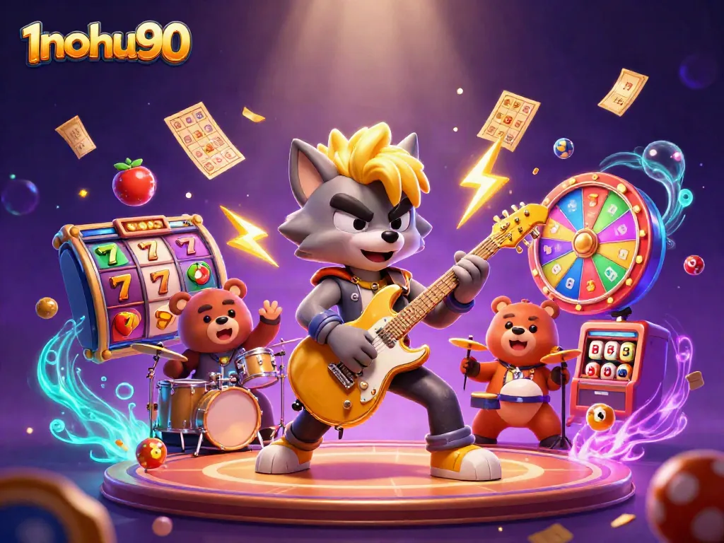 Experience thrilling entertainment with 1nohu90's vibrant casino scene packed with slot games.
