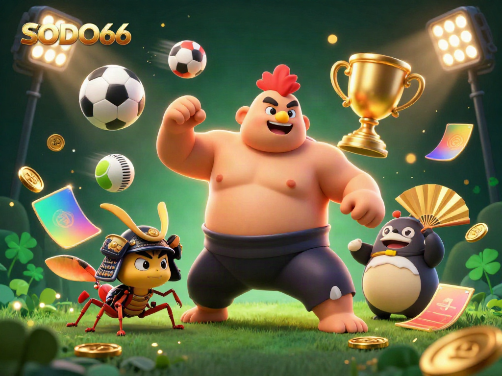 Experience the thrill of SODO66 with lively casino characters and dynamic game elements in action.