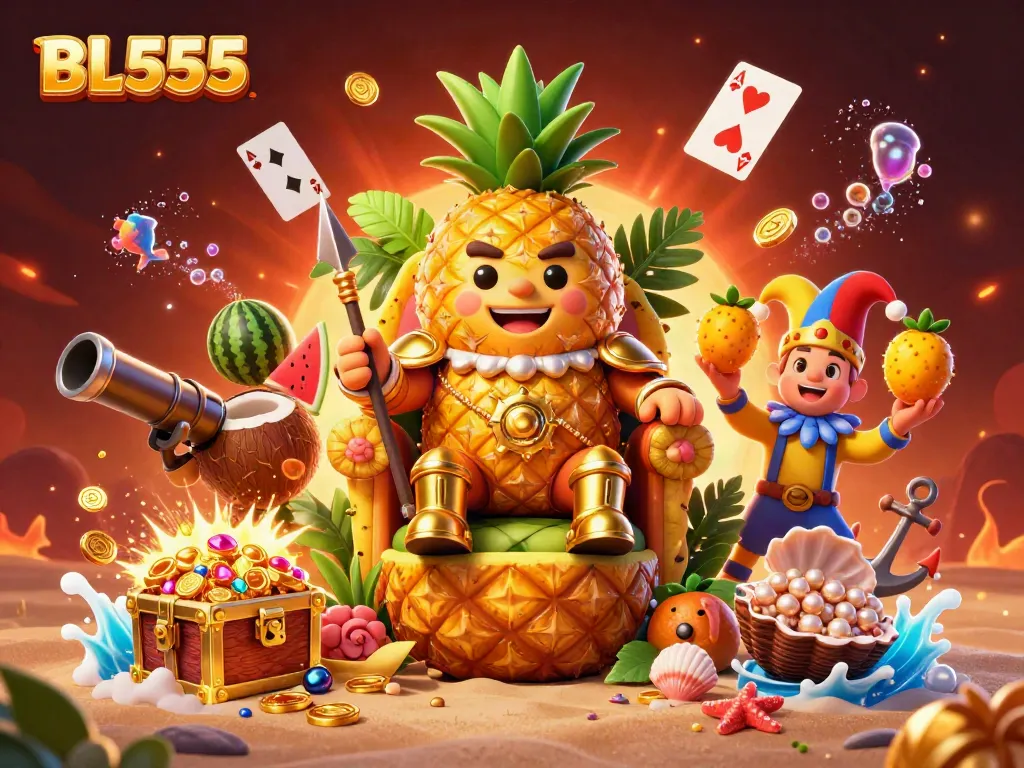 Experience the excitement of BL555 with colorful characters and dynamic casino elements.