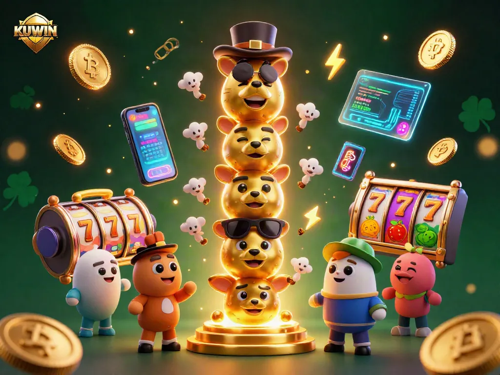 KUWIN engages players in a vibrant casino world with animated characters and exciting slot elements.