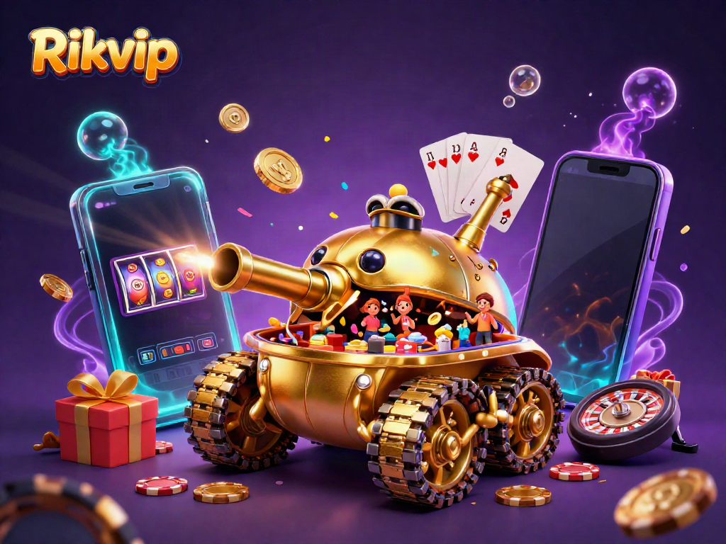 Experience thrilling gameplay with Rikvip's vibrant 3D casino scene, featuring exciting elements.