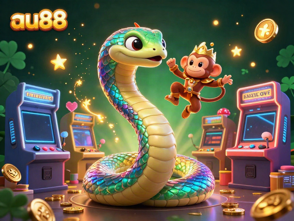 Experience the vibrant gaming world of au88 with dynamic characters in a colorful casino setting.