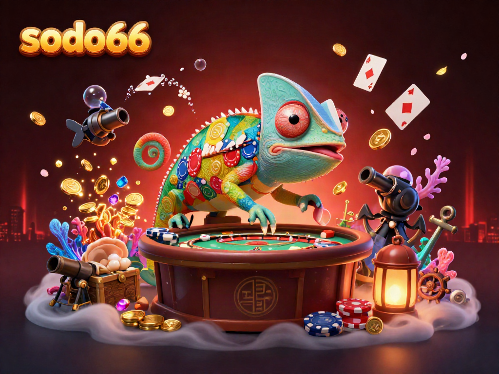 Engage with thrilling sodo66 casino experiences amidst vibrant colorful characters and dynamic elements.