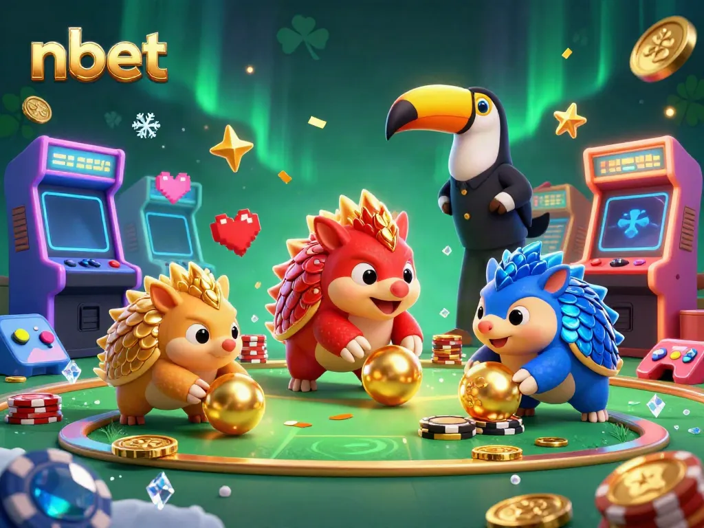 Experience the thrill of nbet as pangolins roll through poker chip stacks in a vibrant casino scene.