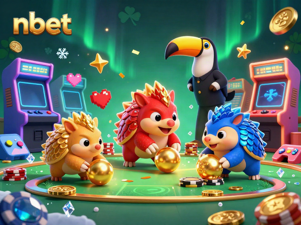 Experience the thrill of nbet as pangolins roll through poker chip stacks in a vibrant casino scene.