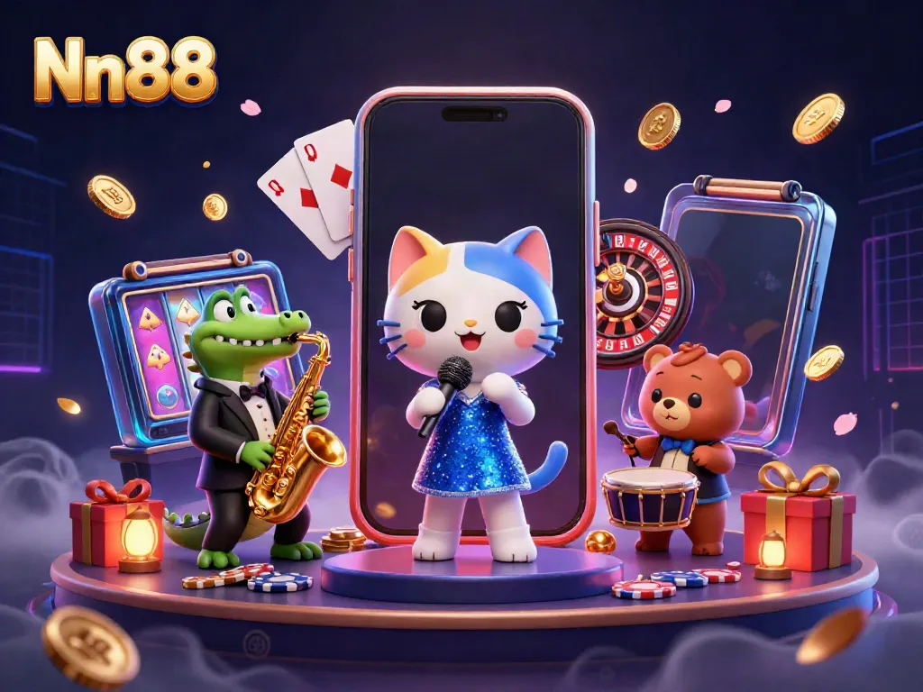 Enjoy vibrant casino excitement with Nn88's dynamic cartoon characters in 3D.