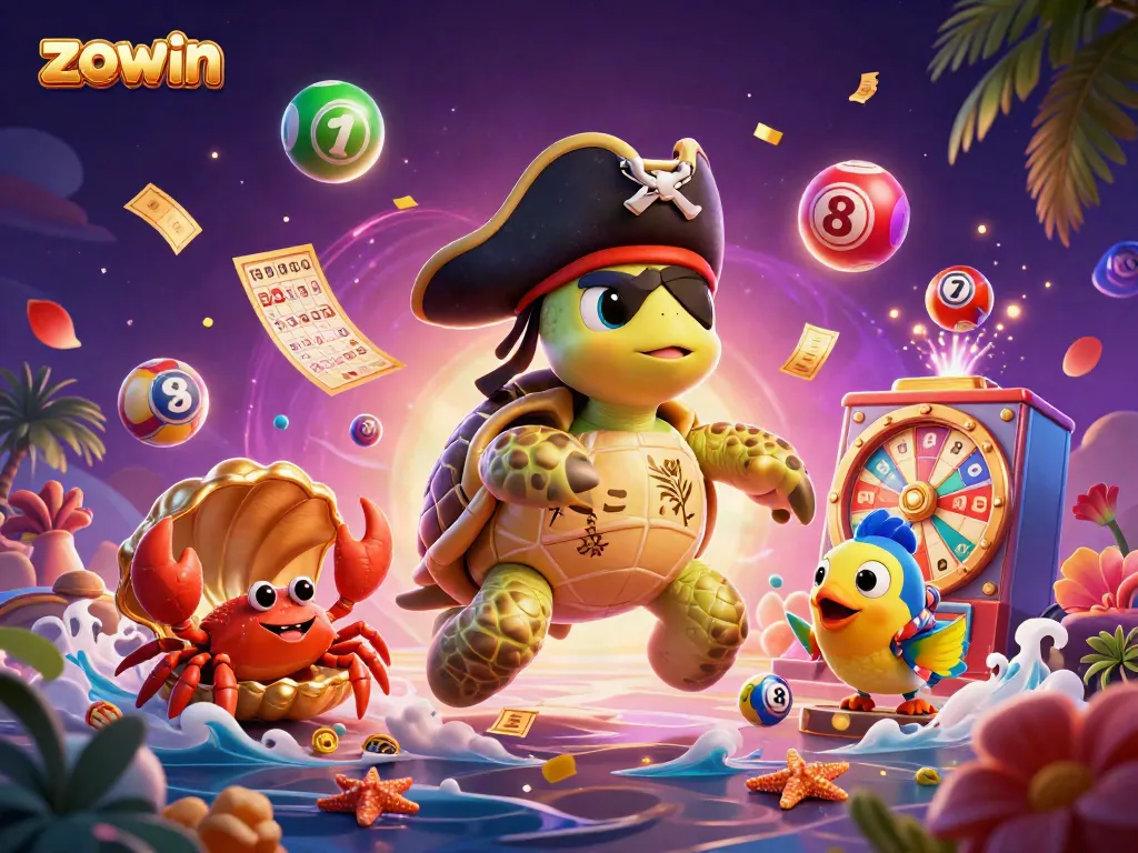 Experience exciting gaming at ZOWIN with vibrant characters and dynamic casino elements.