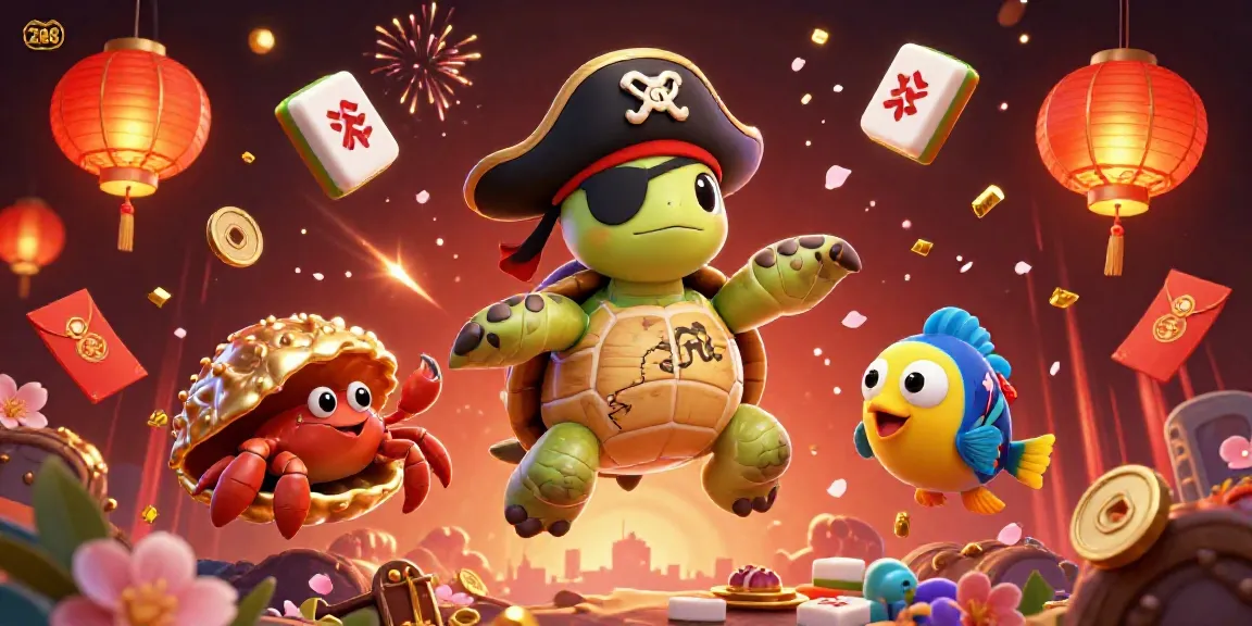 Engage in thrilling adventures with Z 188 at this colorful underwater scene featuring a pirate turtle, hermit crab, and parrotfish.