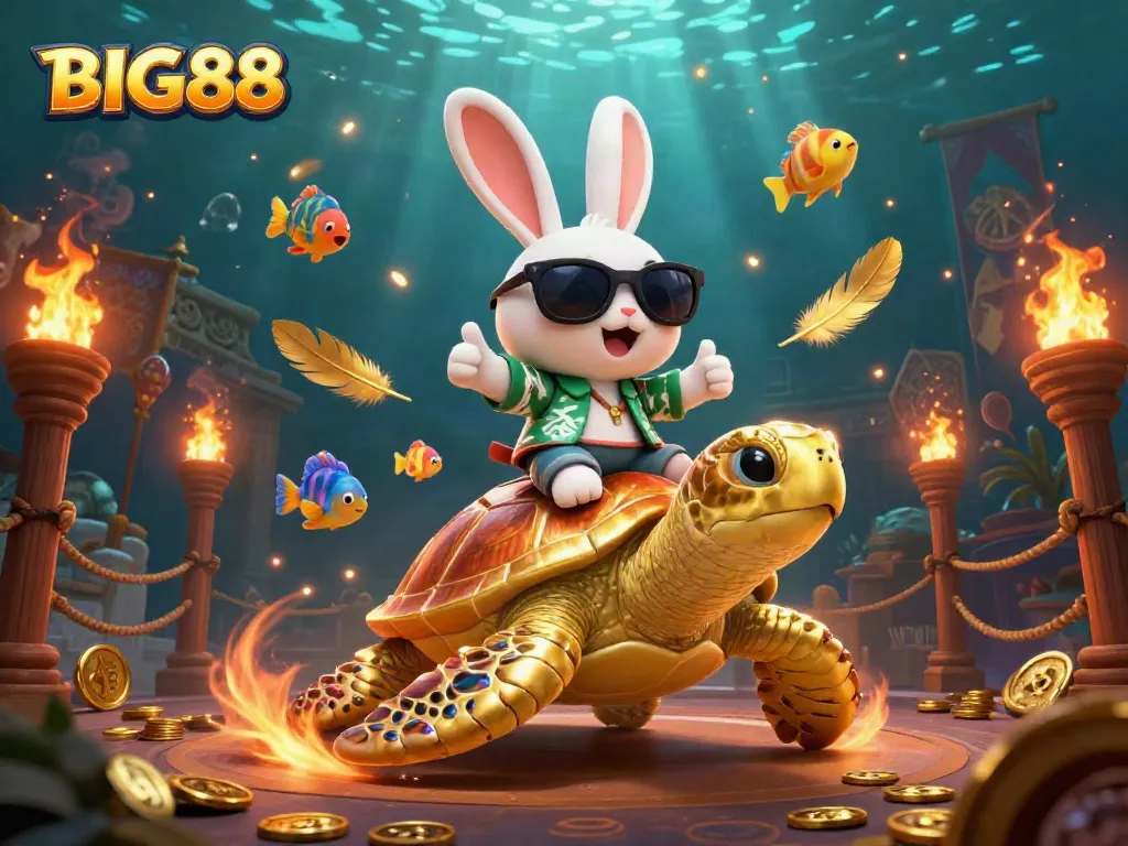 Engage with exciting BIG88 gaming adventures featuring a lucky rabbit and golden turtle.