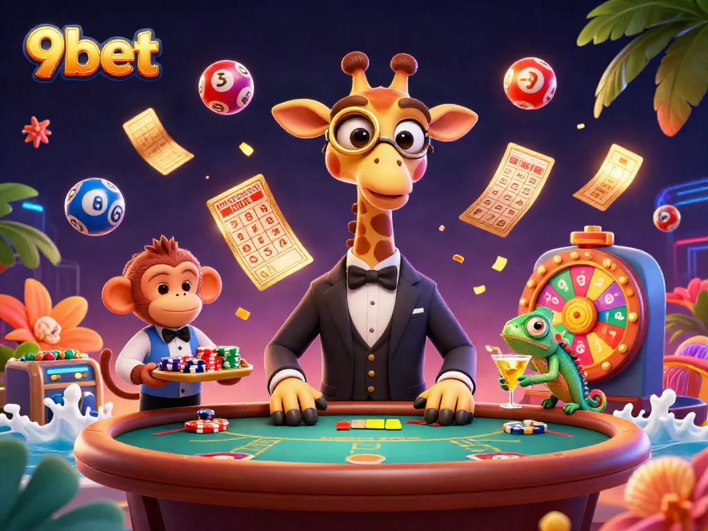 Experience thrilling gameplay at 9bet with our vibrant illustration of animated casino elements.