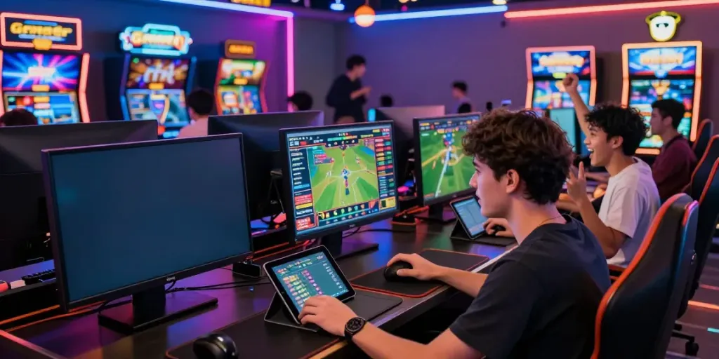 Experience the excitement of Gem88's vibrant live gaming platform with diverse players engaged in sports betting and slot games.