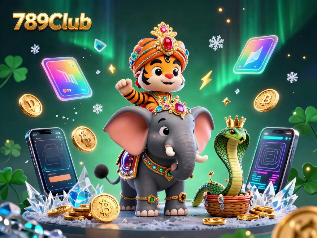 Engage with 789Club's vibrant online casino experience featuring a royal tiger and jewel-encrusted elements.