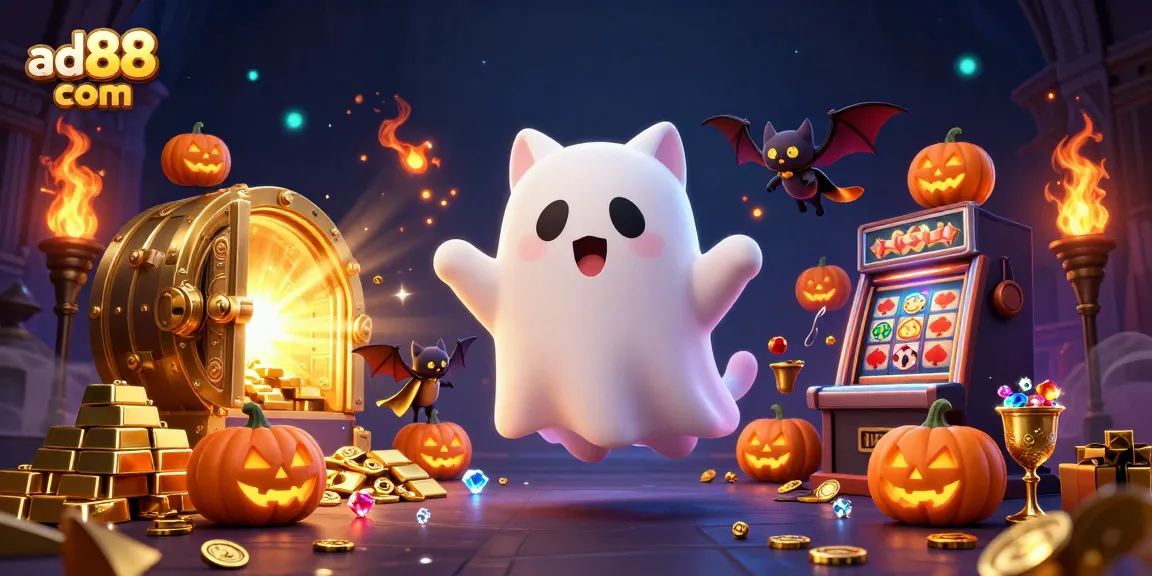 Engage in excitement with ad88 com in a vibrant haunted casino scene showcasing winning gameplay elements.