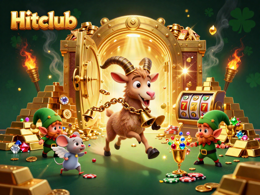 Engage in thrilling gameplay at Hitclub with a festive casino scene featuring exciting characters.