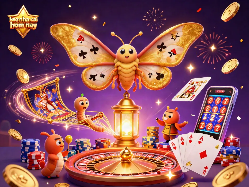 Experience keo nha cai hom nay with cascading coins and vibrant casino elements in a colorful scene