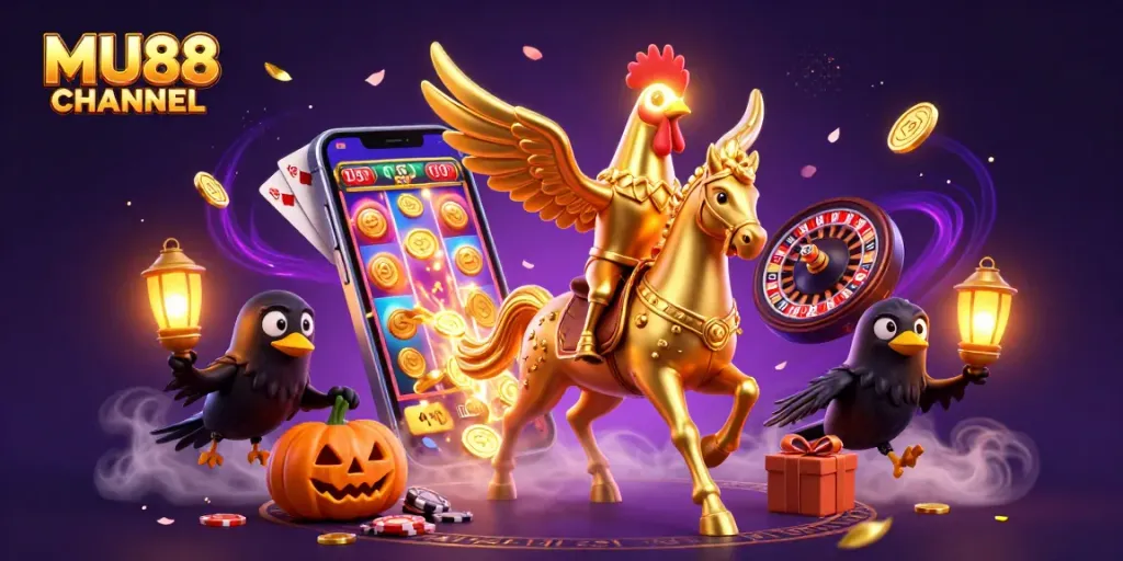 Experience thrilling gameplay at MU88 CHANNEL with vibrant casino action featuring golden rooster and slot games.