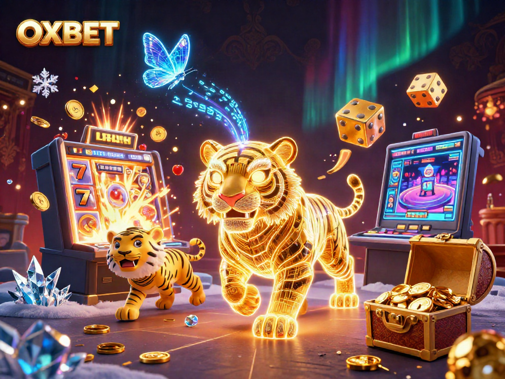 Win big with OXBET in an exciting 3D digital casino scene full of vibrant action.