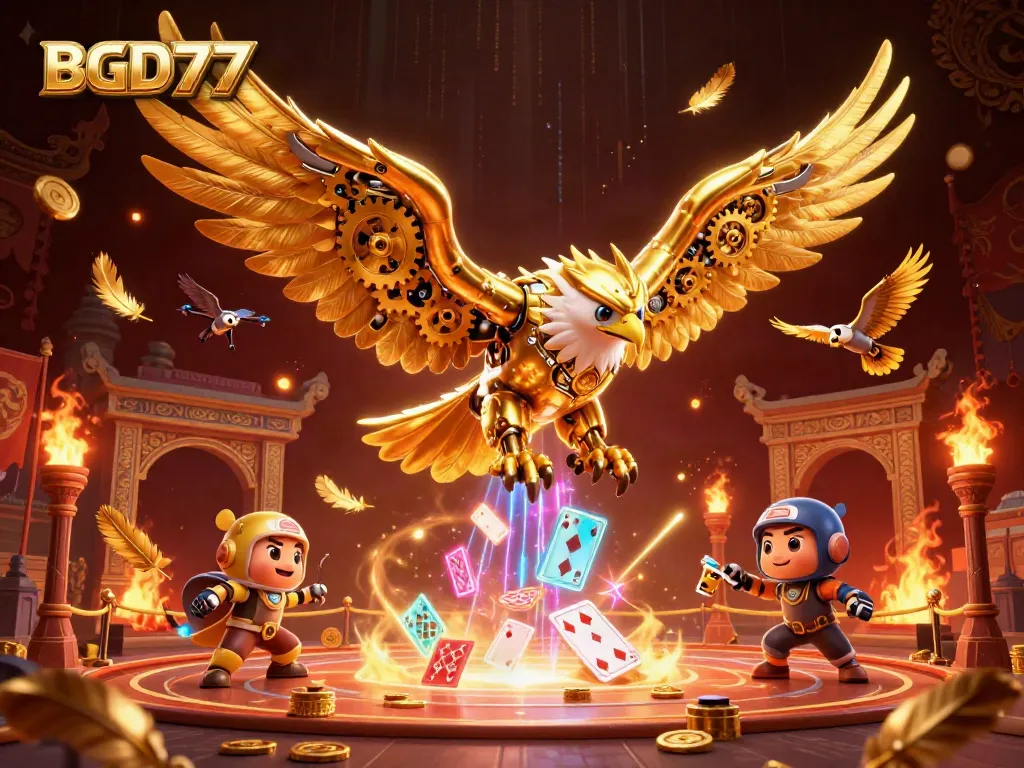 Experience the thrill of BGD77's gaming world with a dynamic scene of action-packed casino elements.