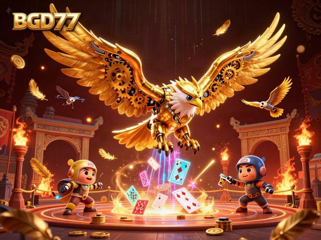 Experience the thrill of BGD77's gaming world with a dynamic scene of action-packed casino elements.