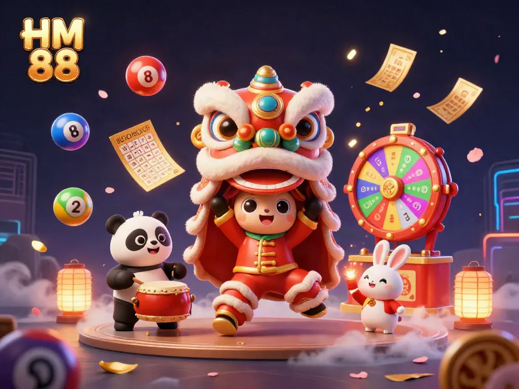 Engage in thrilling gameplay at HM 88 with vibrant elements of a New Year celebration and exciting lottery features.