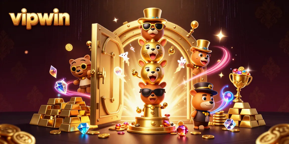 Experience thrilling gameplay at vipwin with vibrant casino elements in this dynamic 3D illustration.