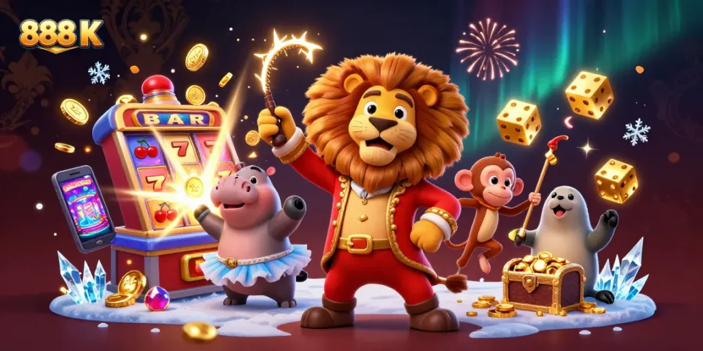 Experience winning excitement at 888 K with animated casino characters and thrilling game elements.