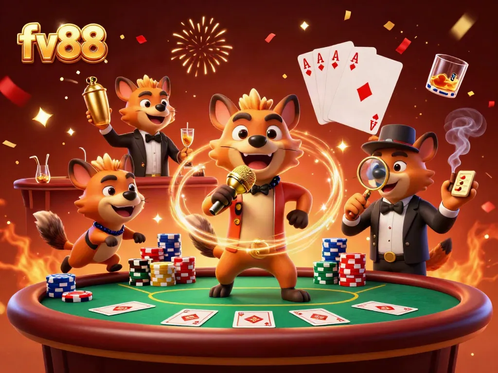 Experience the energy and fun at fv88 casino, featuring animated hyenas in comedic roles.