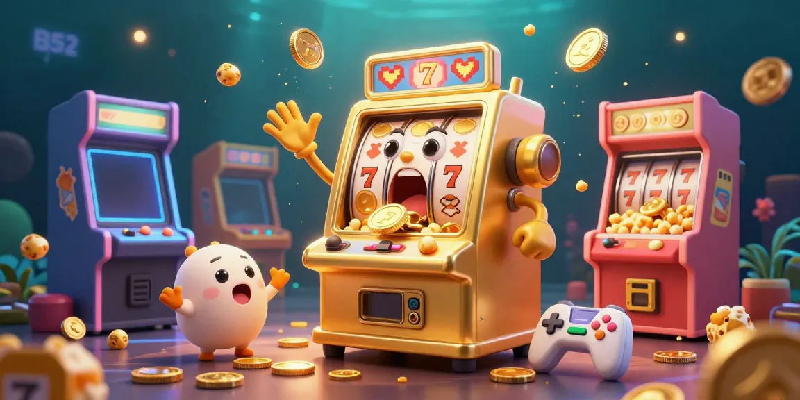 B52 slot machine jubilantly celebrating a jackpot amidst a vibrant casino scene.