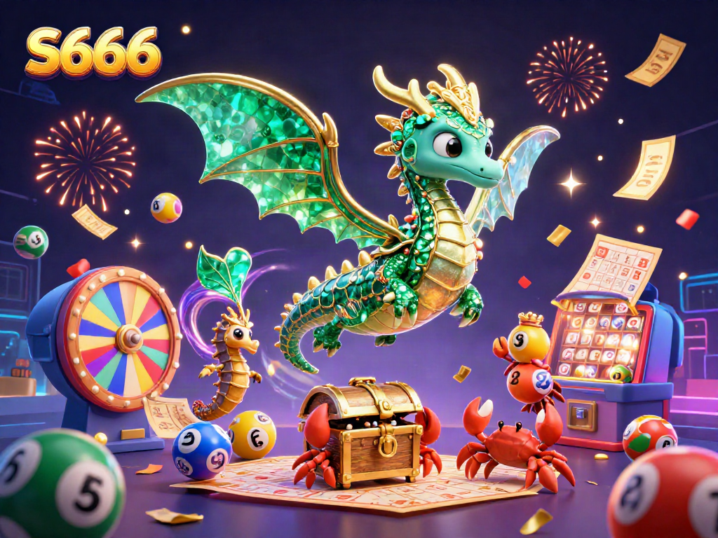 Experience excitement at S666 with a vibrant scene of a sea dragon and colorful gambling elements.