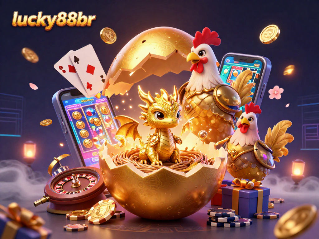 Experience thrilling wins at lucky88br with a golden dragon emerging from poker chips.