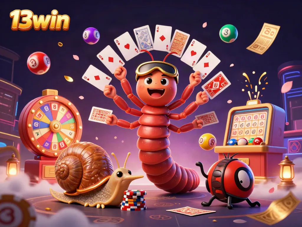 Experience 13win’s thrilling casino atmosphere with vibrant elements and engaging characters.