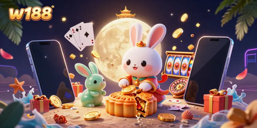 Immerse in the w188 gaming experience with vibrant scenes of traditional folklore characters in a casino atmosphere.