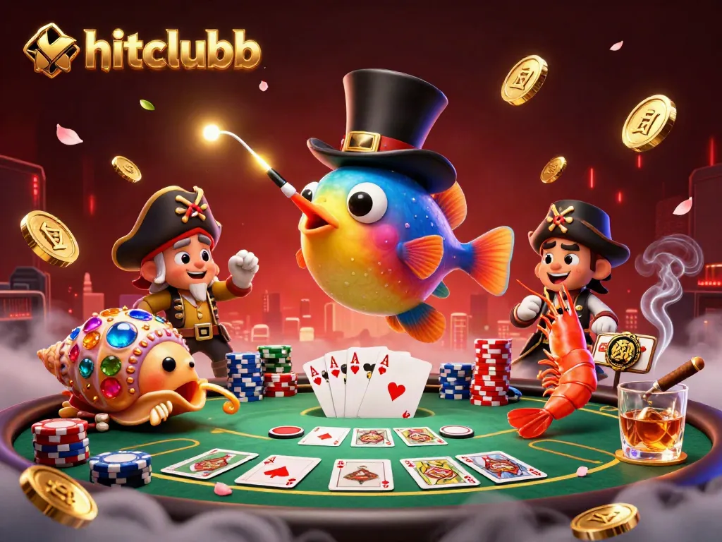 Experience thrilling action with hitclubb's anglerfish attracting golden coins in this vibrant casino scene.