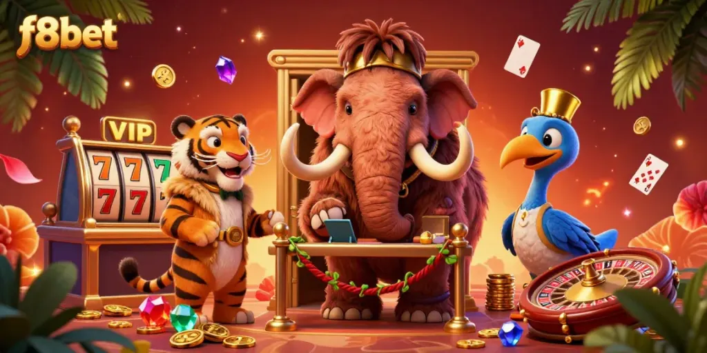 Experience vibrant casino magic with f8bet featuring a woolly mammoth bouncer and vibrant game elements.
