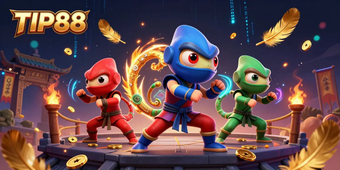 Experience thrilling tactics in TIP88 with ninja chameleons battling among casino elements.