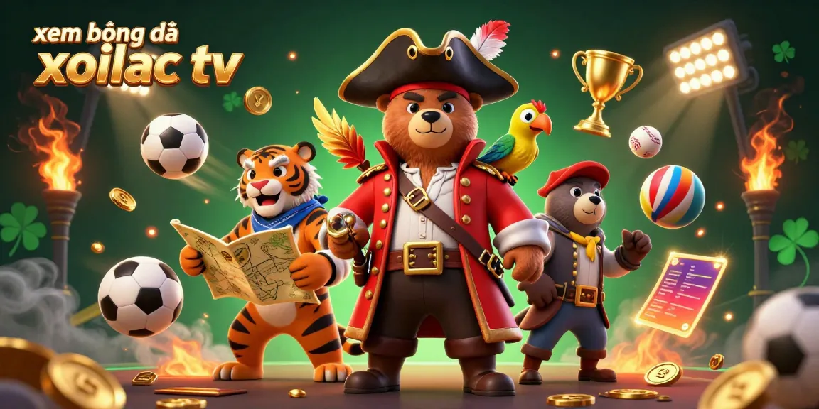 Xem bóng đá xoilac tv featuring dynamic characters in a vibrant gambling-themed illustration.
